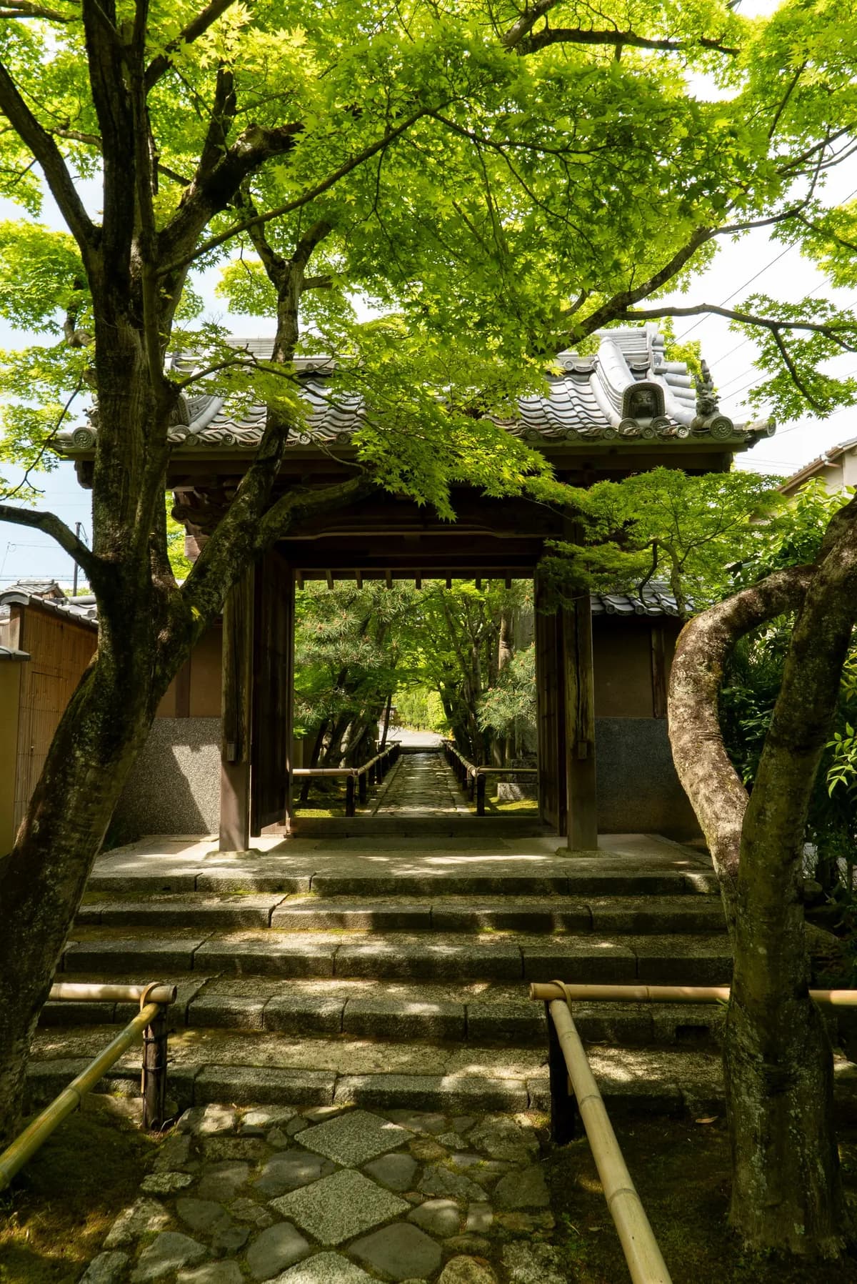 Traditional Japanese temple gate in Kyoto